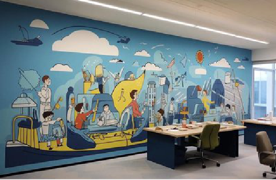 合川办公室墙绘的特点。