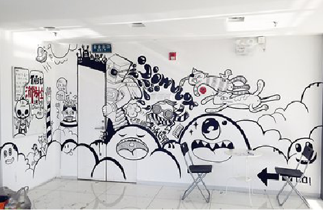 合川手绘墙并非传统涂鸦。